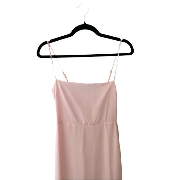 Superdown Addison Maxi Dress Blush pink chiffon slip dress slit Revolve S NWT - Picture 7 of 12
